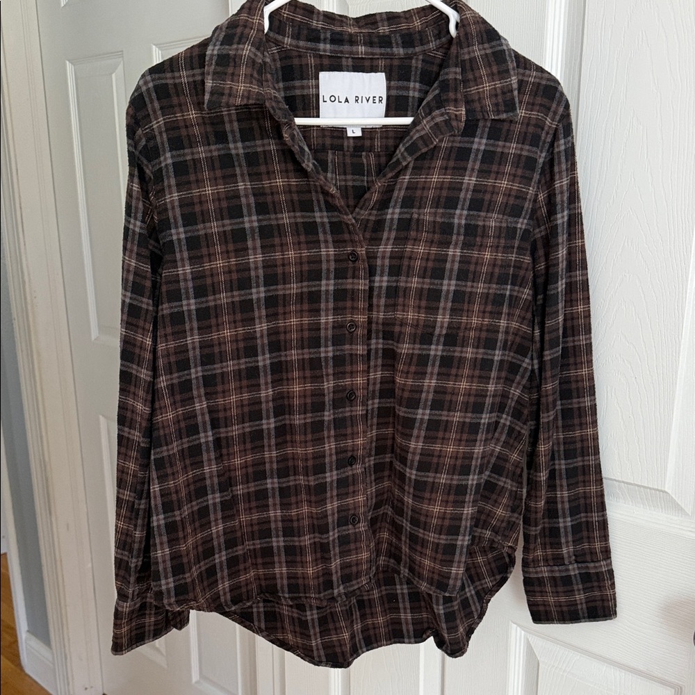 Lola River Brown Plaid Button-Up Shirt